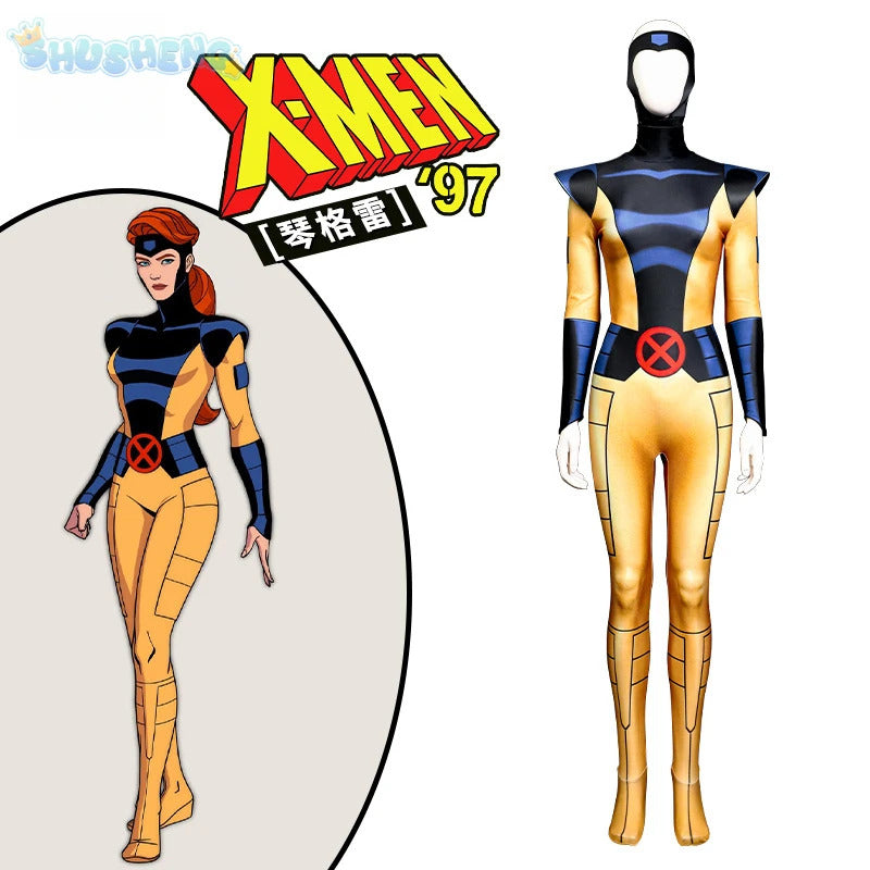 X Men 97 Phoenix Jean Grey Summers Cosplay Suit Superhero Bodysuit Phoenix Suit Spandex Outdo Halloween Suit