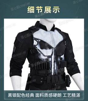 Movie Frank Castle Cosplay Daredevil Cos Born Again Costume Halloween Men's Fantasy Uniform Coat Pants Props Shoes Handsome Set