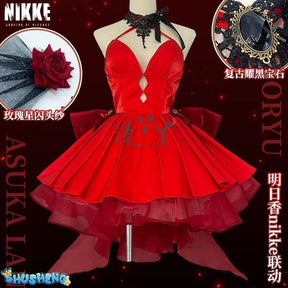 Anime Soryu Asuka Langley Cosplay Costume Shikinami Asuka Red Off Shoulder Dress Gown Ball Evening Suit Halloween