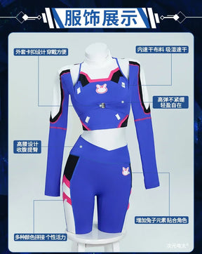 D.Va Overwatch OW Cosplay Costume Halloween party casual tight yoga suit top pants jacket set men women sports D.Va uniform