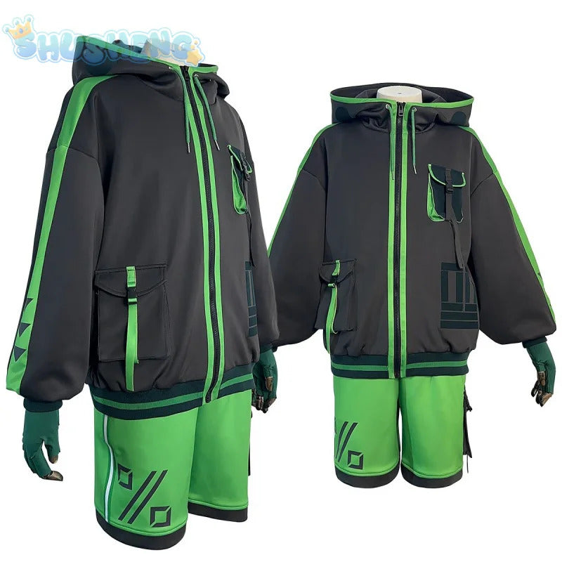 Mob Psycho 100 Cosplay Kageyama Shigeo Costume Handsome long sleeved hooded jacket pants wig Halloween party uniform Man set