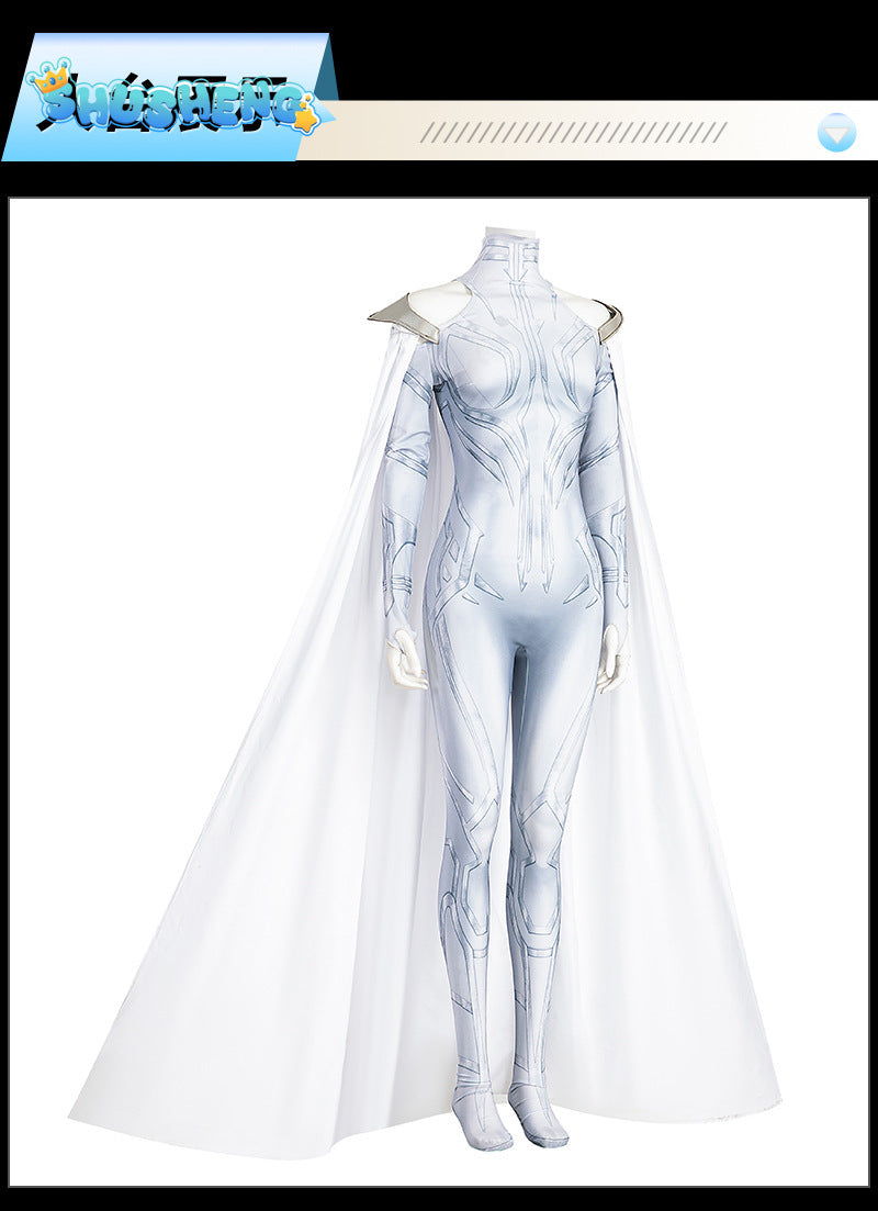 New What If Cosplay Hel Hela Cosplay Costume White Jumpsuit Cloak To Choose Custom Made