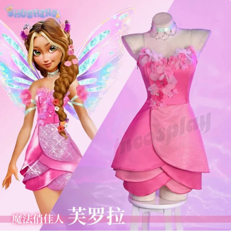 Flora Chongqing 2025 Cosplay Costume Halloween Party New Pink Dress Necklace Prop Set Men Women Fashion Flora Uniform
