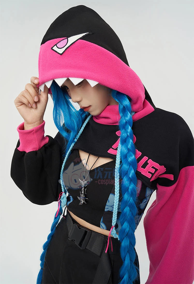 Jinx LOL Cosplay Arcane:League of Legends Costume Fashion warm hoodie pants accessory set party carnival men women casual outfit