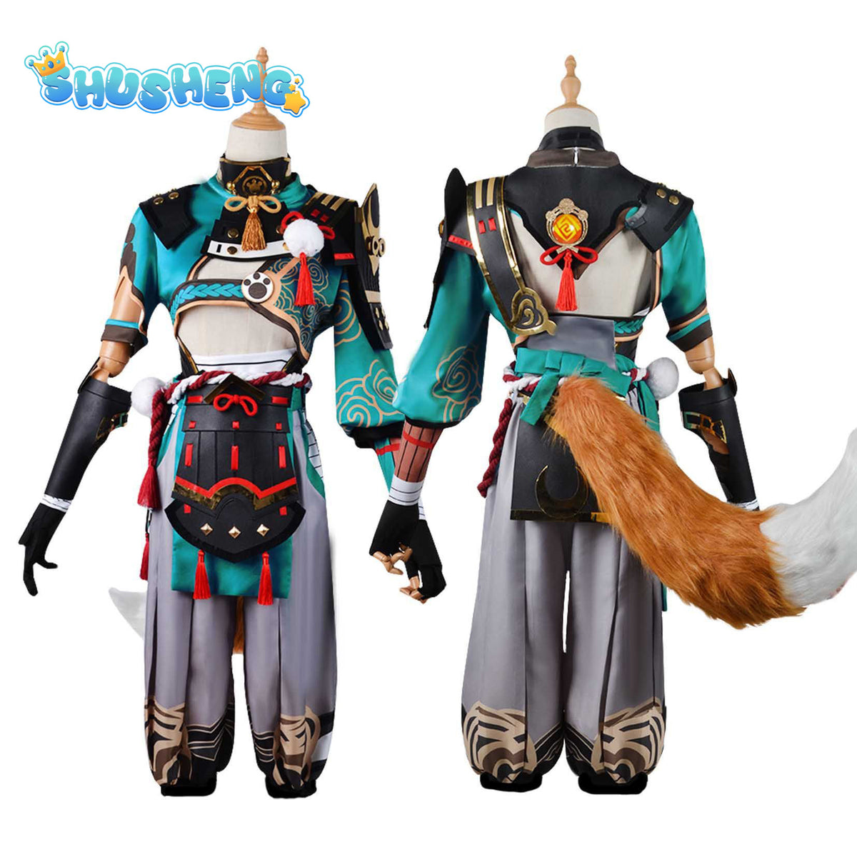 Genshin Impact Gorou Cosplay Suit Pants Fox Tail Ears Halloween Costume For Woman Man Anime Clothes Uniform Disfraces Hombre