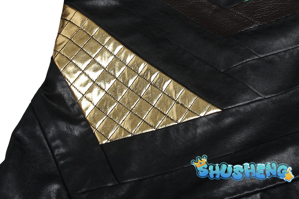 Film Thor：The Dark World Cosplay Loki Odison  Full set of handsome black armor men's uniform