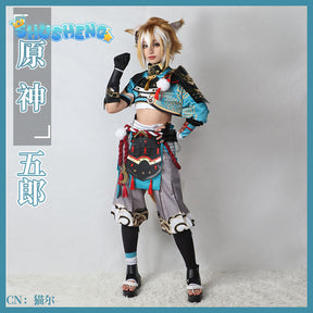 Game Genshin Impact Gorou Cosplay Costume Blue Fox Costumes Halloween Pants Ears Party Cloth