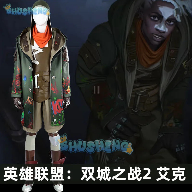 LoL Arcane：League of Legends2 Ekko Cosplay Costume Game Party Uniform Hallowen Carnival Role Clothes Clothing Shusheng