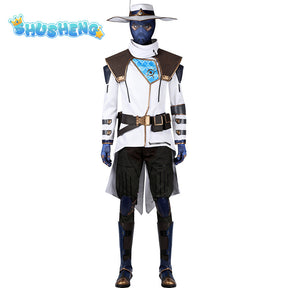 Game Cypher Valorant Cosplay Costume Hat Coat Pants Accessories Outfit Full Set and Individual Items Are Sold Custom Size