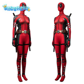 High Quality Lady Dead Cosplay Pool Women Costume Superhero Roleplay Disguise for Female Zentai Jumpsuit Mask Halloween Party