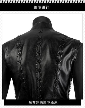 Geralt Witcher 3 Wild Hunt Cosplay Geralt Costume Men Handsome Black Leather Coat Belt Gloves Party Halloween Uniform Full Set