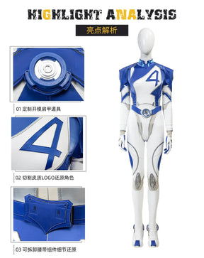 Fantastic Four Susan Storm Richards Invisible Woman Cosplay Costume Halloween Carnival Tight jumpsuit Women Set