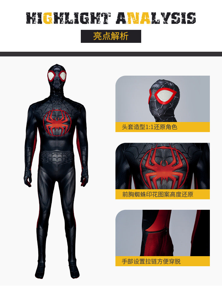 Superhero Miles Morales Cosplay Costume Jumpsuits Halloween Adult Kids Bodysuit Coat Party