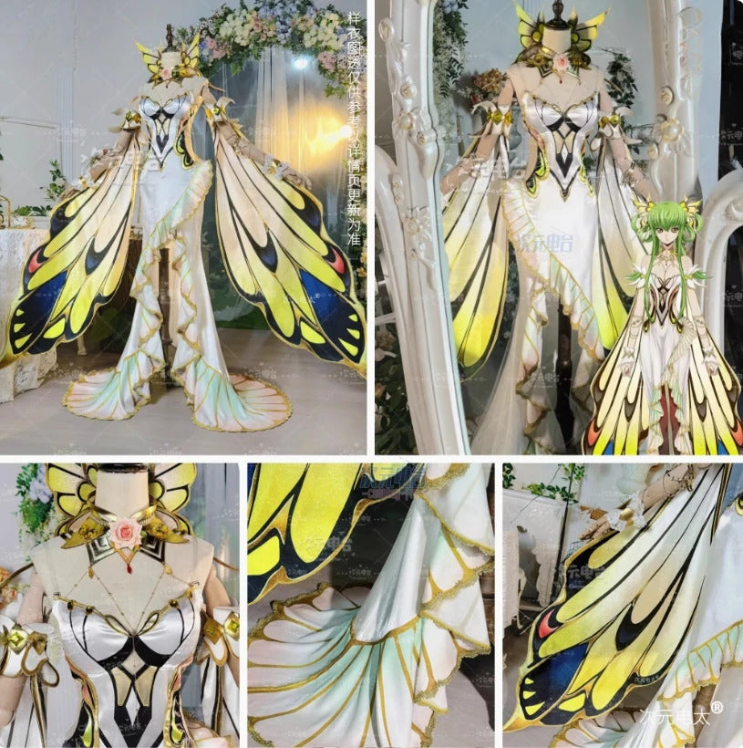 C.C.‌ CODE GEASS Lelouch of the Rebellion Cosplay Lost Story Butterfly costume Women Halloween New Dress Wig Prop C.C Uniform