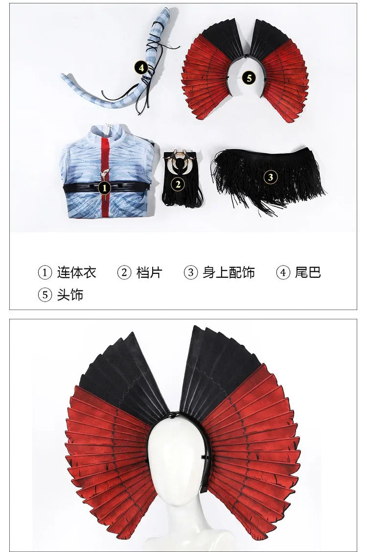 Shusheng-R Avatar:Fire and Ash Neytiri te Ckaha Mo'at’ite Cosplay Costume Tail Zentai Female Halloween Party Bodysuit