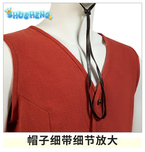 Luffy Cosplay Monkey D Luffy Costume Red Vest Shorts Hat Rope Anime Outfit Adults Men for Halloween Party Men Kids Cos Gifts