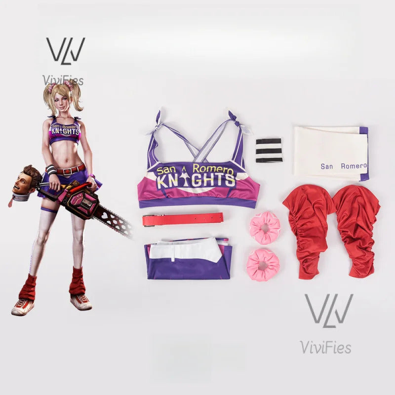 Game Lollipop Chainsaw Juliet Starling Cosplay Costume Women Tops Skirt Accessories Full Set Female Role Play Uniform Halloween