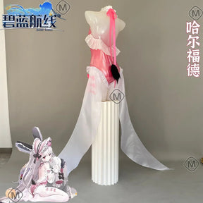 Game Azur Lane USS Halford Cosplay Costume Sexy pink jumpsuit props accessories wig set Halloween sweet women New uniform S-XXL