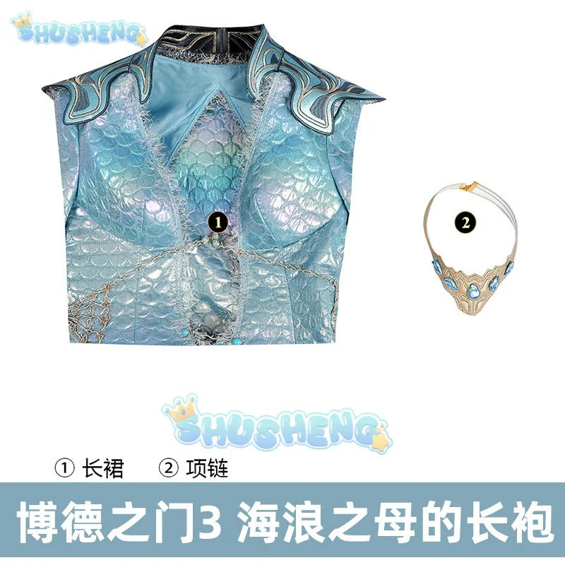 Baldurs Cos Gate 3 Shadowheart Wavemothes Robe Cosplay Costume Necklace Uniform Props Halloween Party for Women Girls Role Play