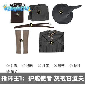 Movie Gandalf Cosplay Costume Anime Sorcerer Cos Uniform Halloweeen Carnival For Men Women Cloak Cape Hat Suit Perform Clothes