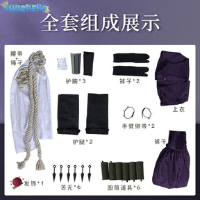 Yuzuriha Cosplay Costume Anime Jigokuraku Wig Kunoichi Outfit Hell's Paradise Sumire Purple Uniform Halloween Party for Women