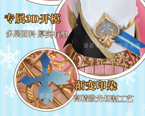 Genshin Impact Escoffier Cosplay Costume Uniform Jacquard Fabric Anime Chinese Wig Halloween Costumes for Women Game