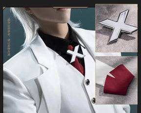 Anime To Be Hero X Cosplay Costume Hero X Uniform White Suit Orange Glasses Tie Halloween Party for Women Men Props