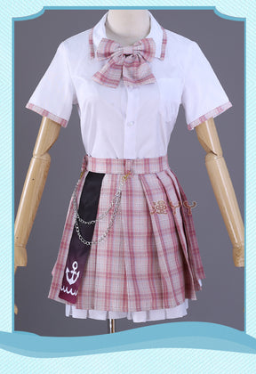 Anime Virtual YouTuber VTuber Minato Aqua Cosplay Costume Hololive Girls Aqua JK Pink School Uniform Cute Bowknot Halloween Suit