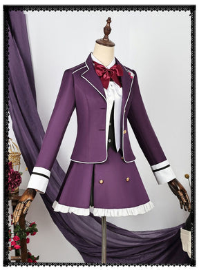 Game Diabolik Lovers Komori Yui Cosplay Costume Wig Fashion Purple Suit Uniform Dress Set for Women Halloween Party Role Play