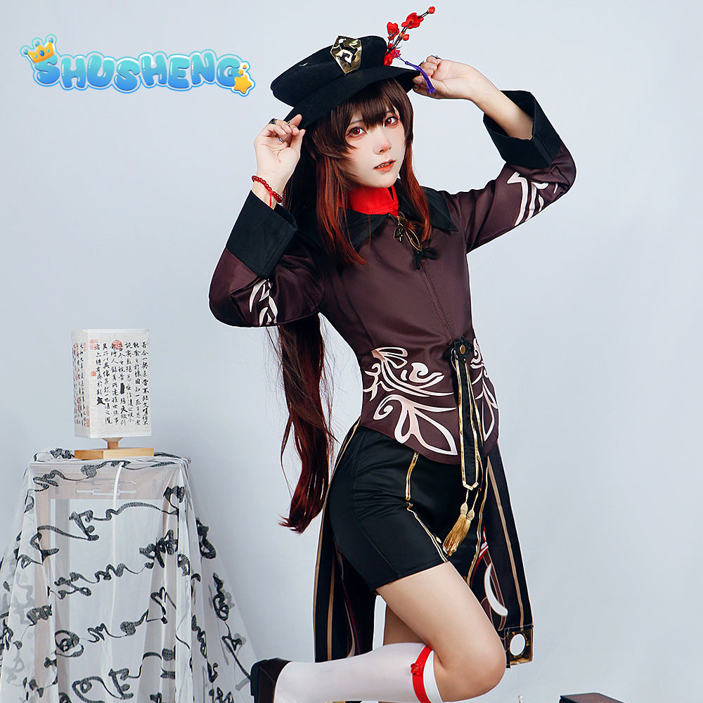 Game Genshin Impact Hutao Cosplay Costume Uniform Wig Cosplay Anime Game Hu Tao Chinese Style Halloween Costumes For Women Anime