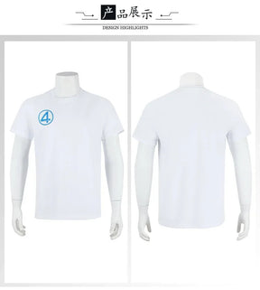 Fantastic Four Mr.Fantastic Invisible Woman Human Torch The Thing Cosplay Costume White Short Sleeve Uniform Halloween Carnival