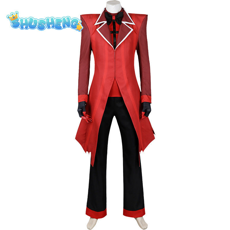 Anime Hazbin Cosplay Hotel Alastor Cosplay Costume Red Uniform Radio Demon Role Play Halloween Carnival Party Outfit