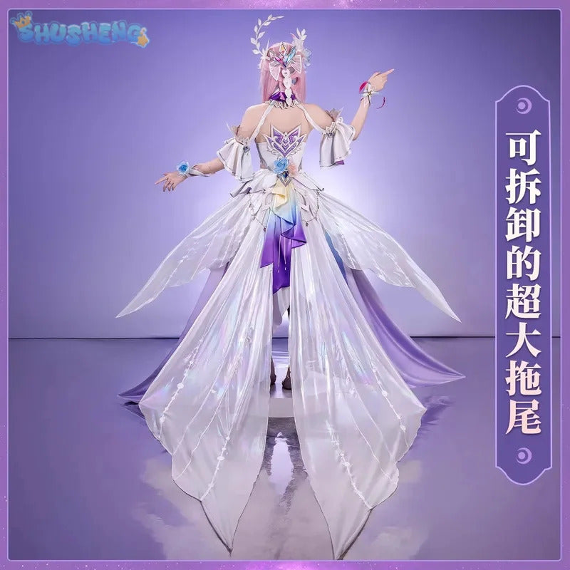 Shusheng-R Honkai: Star Rail Cyrene Women Elegant Dress Uniform Cosplay Costume Headwear props Halloween Party Role Play Outfit