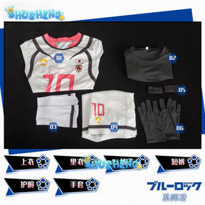Anime Blue Lock Sae Itoshi Cosplay Costume Wig White Uniform Japan U-20 Team Football Jersey No.10 Sportswear Gloves Men Women