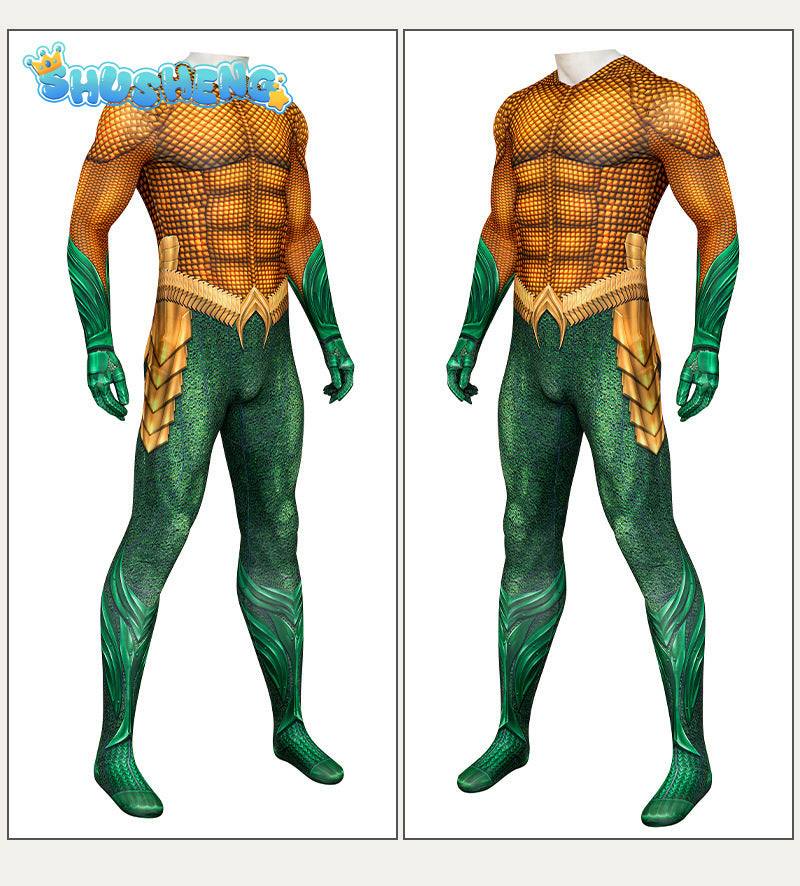 Aquaman Cosplay Costumes Man Boys Male Arthur Zentai Bodysuit Suit Adults Kids Superhero Halloween Jumpsuit