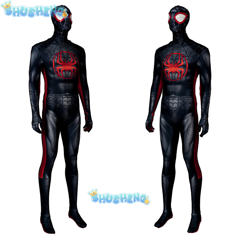 Superhero Miles Morales Cosplay Costume Jumpsuits Halloween Adult Kids Bodysuit Coat Party