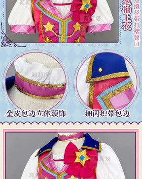 Anime Nijino Yume Aikatsu Stars! Cosplay Costume Cute New Pink Lolita Campus Dress Halloween Party Props Wig Women's Set