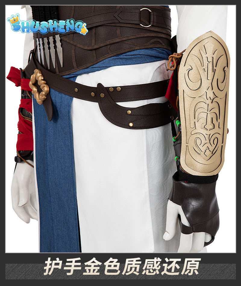 New Mirage Basim Ibn Ishaq Cosplay Costume Hat Coat Pants Belt Bracelet For Game Party Halloween Custom Made