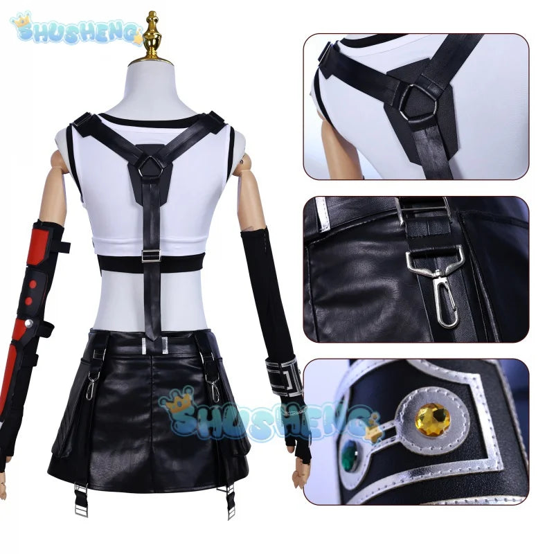 Tifa Lockhart cosplay fantasy wigs anime game Final Fantasy VII costume disguise adult women cosplay wherein Fantasia outfits