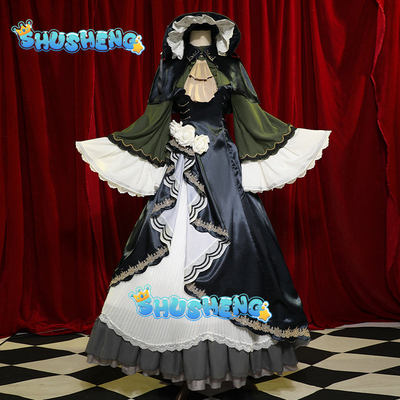 Evening Moon Watching Dress Rin Cosplay Costume Halloween Kagamine Outfits Women Gorgeous Large Hem Dress Hat