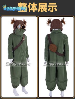 Little Nightmares III 3 Alone Cosplay Costume Green Jumpsuit Hat Cap Head Cover Bag Helmets Glasses Halloween Party Outfits