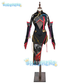 Shusheng Game Wuthering Waves Yinlin Cosplay Costume Jinzhou Patroller Yinlin Women Cheongsam Uniform Halloween Party Outfit