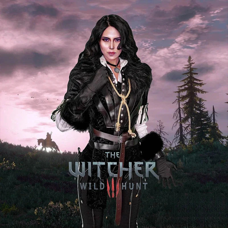 Game Witcher 3 Wild Hunt Cosplay Yennefer of Vengerberg Costume Halloween party fashion leather jacket vest gloves pants suit