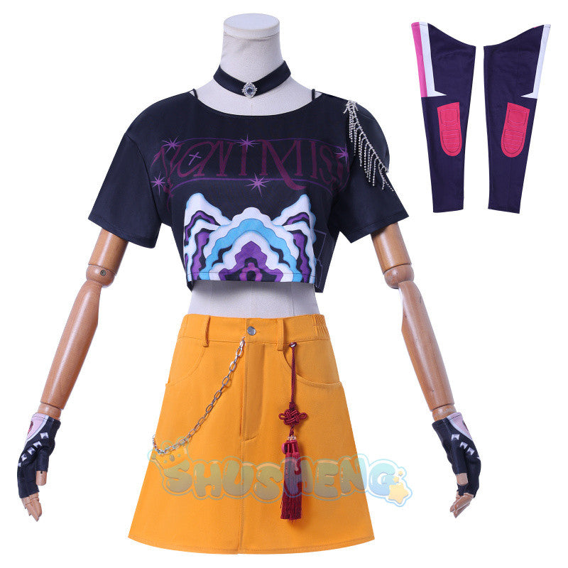 K-POP cosplay costume Cos Hunters Superstar Lumi Mira Zoe Cosplay Costume Anime KPop Demon Full Set Girl Group Suit Women Halloween Party Roleplay