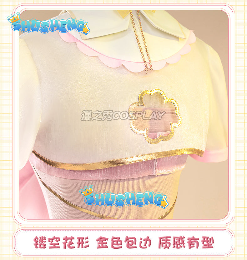 Cosplay Game VTuber Ace Taffy Cosplay Costume Wig YouTuber Ace Taffy Pink Dress Headwear Gloves Stockings Set Convention Event