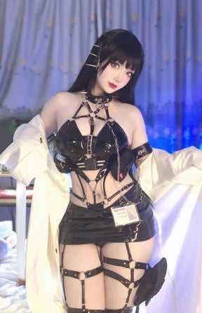 NIKKE：The Goddess of Victory Mihara Cosplay Costume Halloween Carnival Tie up black sexy jumpsuit accessories props uniform set