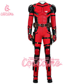 New Movie Deadpool Cosplay Costume Red Zentai Bodysuit Party Men Wolverine Full Jumpsuits Sword Bag Boots Belt Custom Made