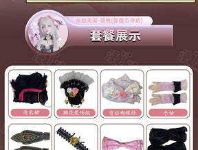 Anime Kurumi Cosplay Game Naraka: Bladepoint Costume HuTao Pink Dress Outfit Suit Halloween Party Role Play Prop for Woman