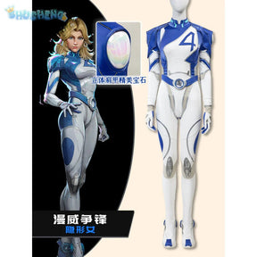 Fantastic Four Susan Storm Richards Invisible Woman Cosplay Costume Halloween Carnival Tight jumpsuit Women Set