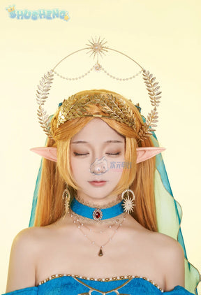 Zelda Cosplay Costume Halloween party wig Elf ears Accessories gorgeous cute Lolita dress Zelda princess Woman set